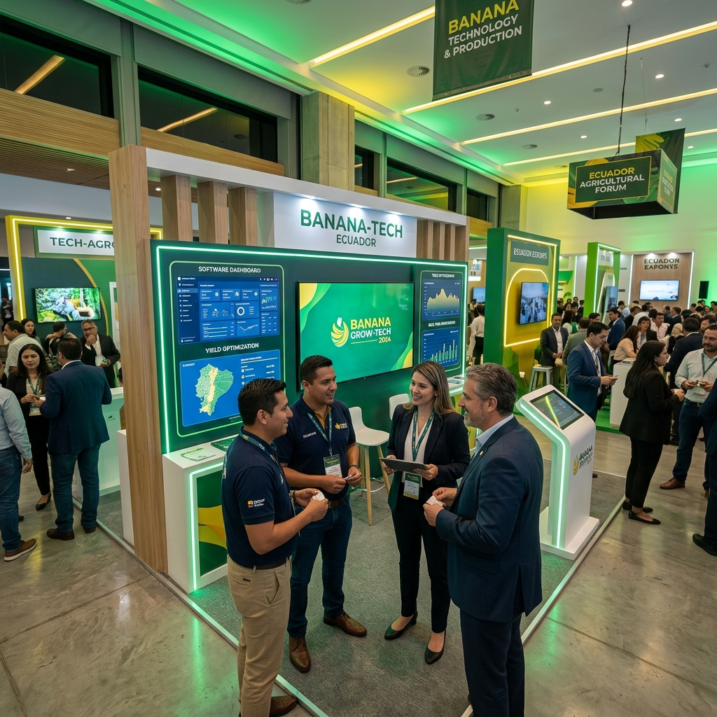 Feria agrícola Ecuador — stands tecnología y producción bananera